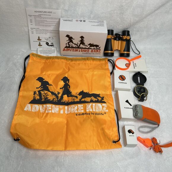 Adventure Kidz Outdoor Set by Ozlife Camping Compass Binoculars Whistle - Picture 1 of 7